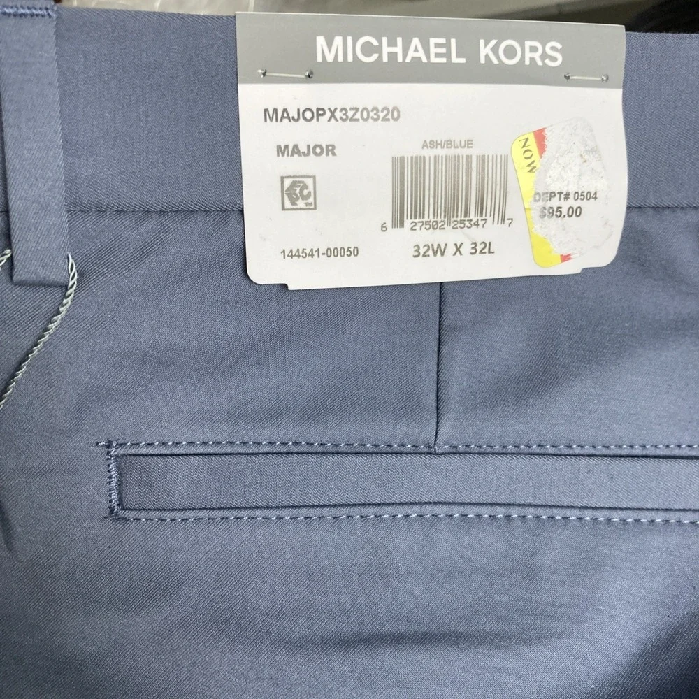 Michael Kors Mens Classic fit Dress Pants 32W 32L Ash Blue Solid Stretch